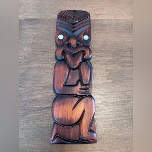 Maori Wooden Tiki Carved Wall Hanging carved in New Zealand 11 inch